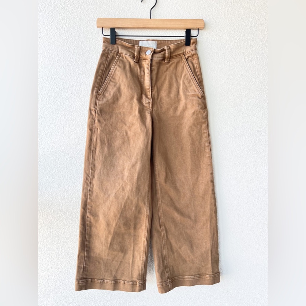 Everlane Wide Leg Crop Pants in Golden Brown 00 - Picture 4 of 8
